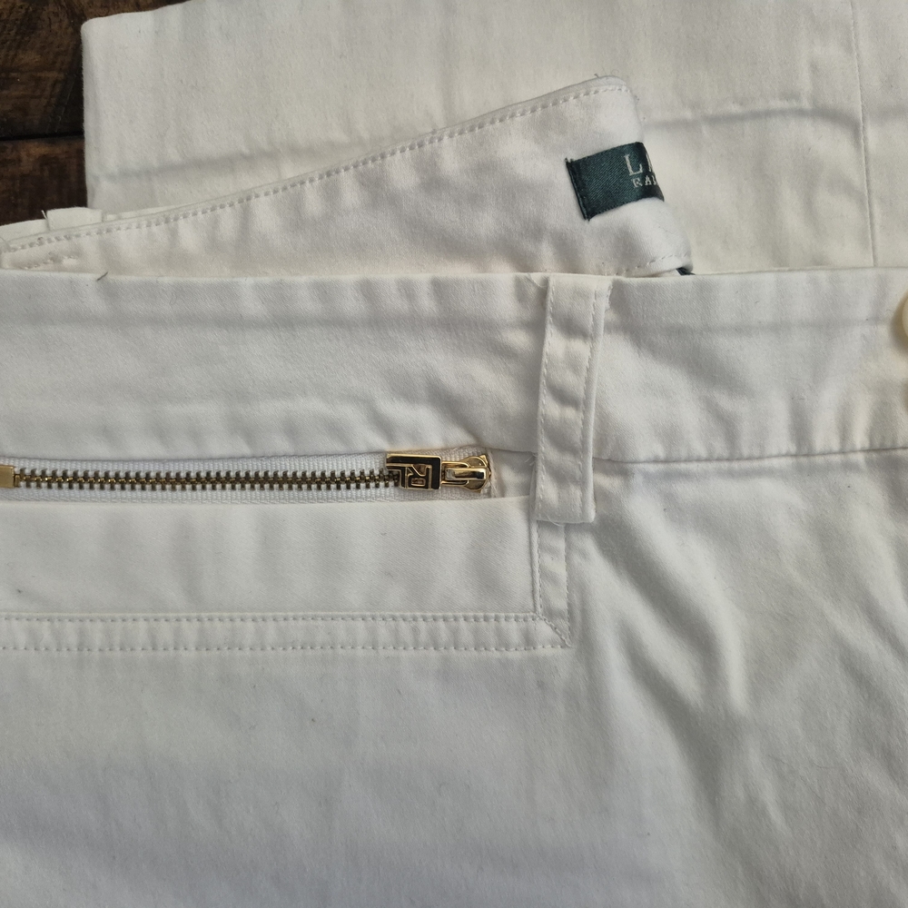 White Pants with Gold Zipper